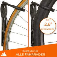 Fahrrad-Wandhalterung für zahlreiche Reifenbreiten